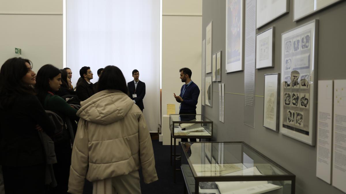 Picture of students touring UN library museum