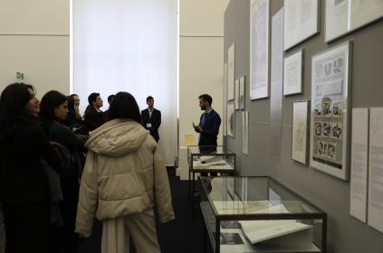 Picture of students touring UN library museum