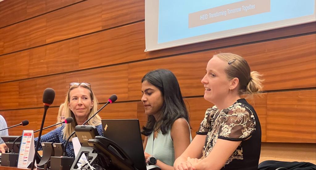 Students from the Geneva Graduate Institute present their foresight work to UN staff and diplomats at UN Geneva.