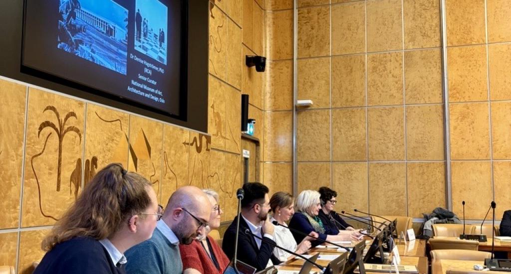 Panelists present at the roundtable on archival sources for studying diplomatic interiors in Room VIII.