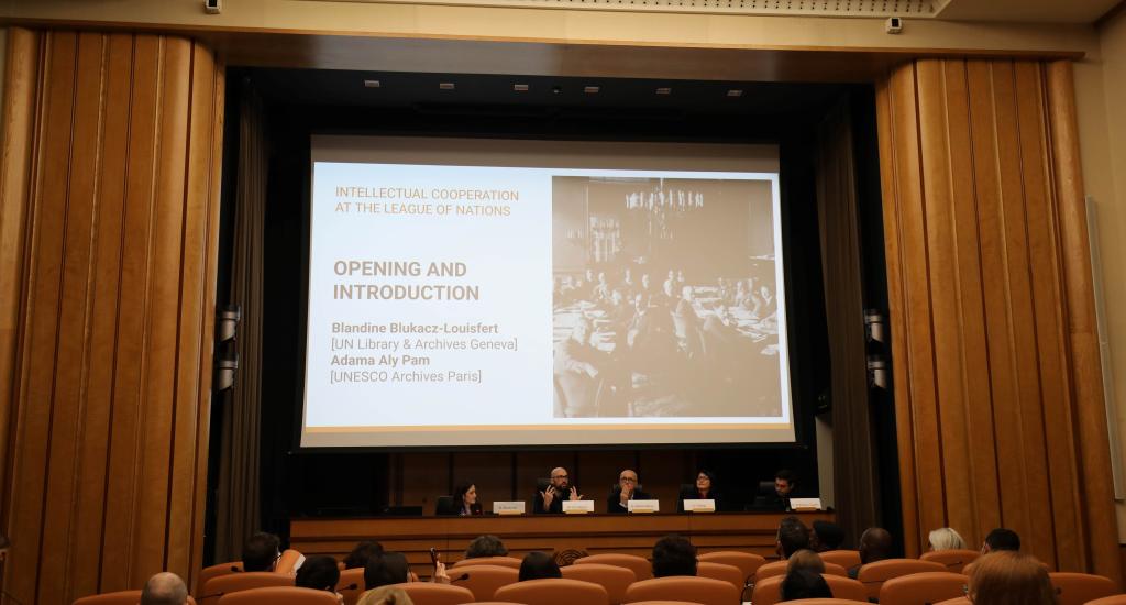The audiences watches one of the panel sessions with the co-editors and authors of the book Intellectual Cooperation at the League of Nations, in Room 14 at the Palais des Nations.