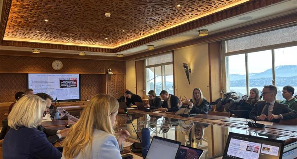 Participants and expert speakers participate in the roundtable discussion, held at the Palais des Nations.