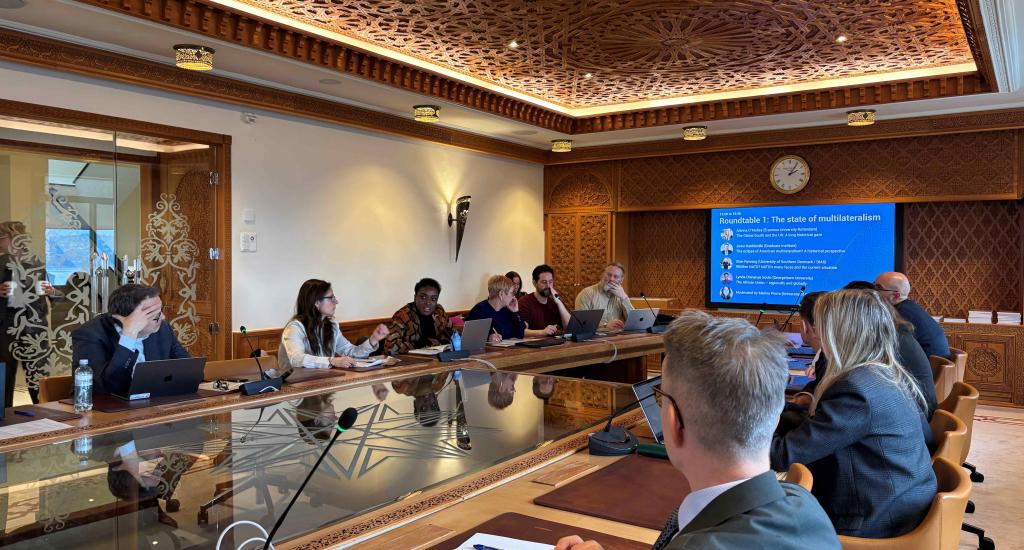 Participants and expert speakers participate in the roundtable discussion, held at the Palais des Nations.