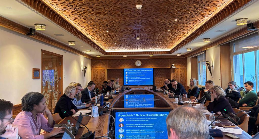 Participants and expert speakers participate in the roundtable discussion, held at the Palais des Nations.