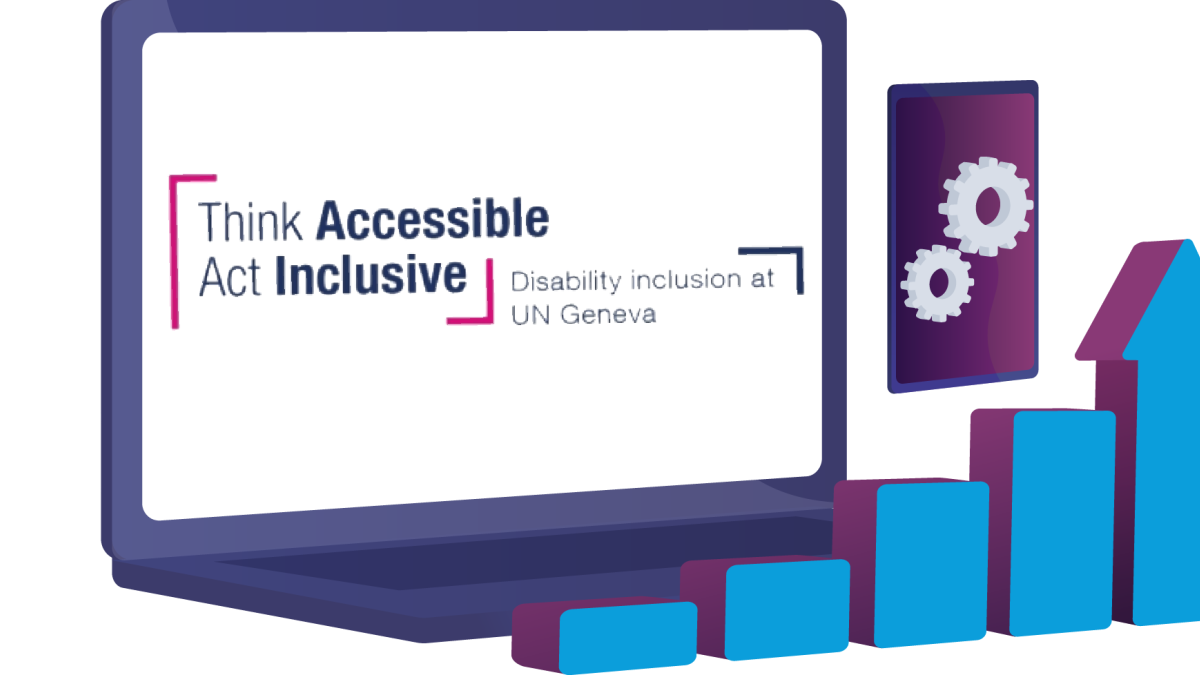 Picture of a computer with think accessible act inclusive is written on the screen with a white background