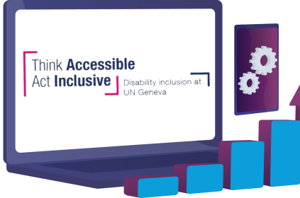 Picture of a computer with think accessible act inclusive is written on the screen with a white background