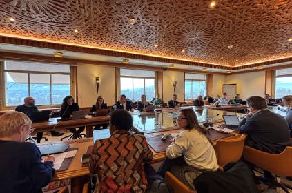 Participants and expert speakers participate in the roundtable discussion, held at the Palais des Nations.